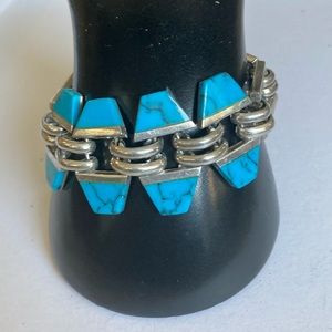 Unique Heavy Sterling & Turquise Bracelet